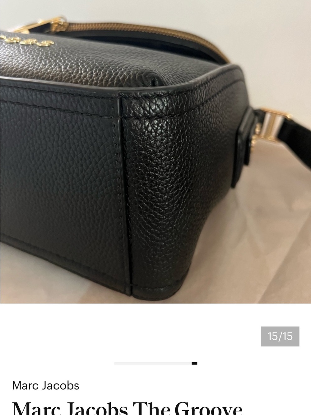 Marc Jacobs Black Leather Groove Shoulder Bag with Gold Hardware - Picture 9 of 9
